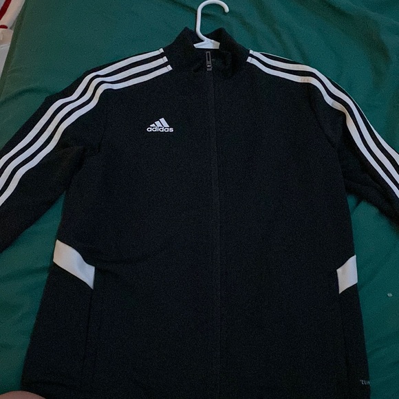 black adidas zip-up jacket with pockets, NO hood - Picture 1 of 1